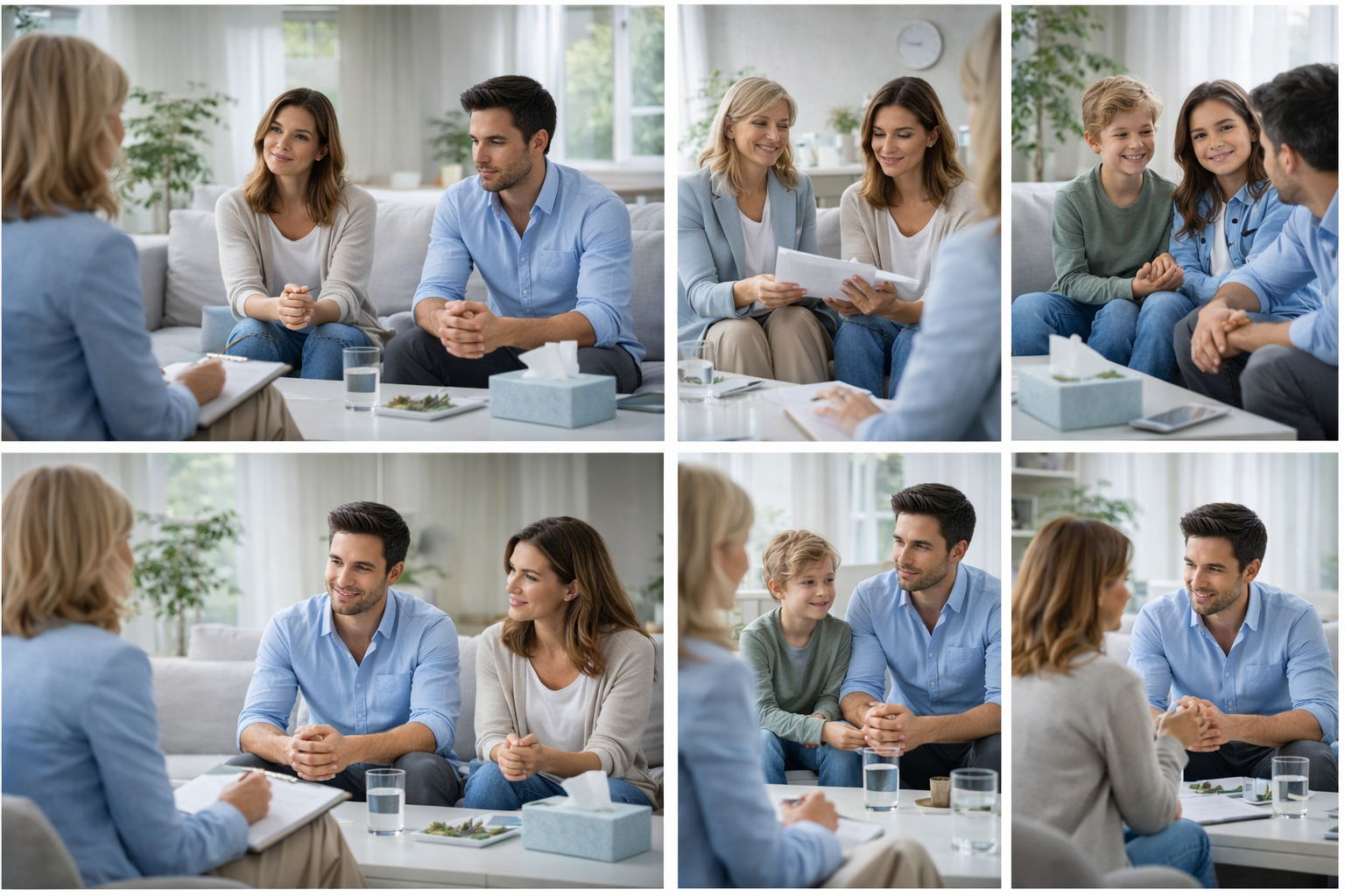 Illustration of a family sitting together, having a calm conversation