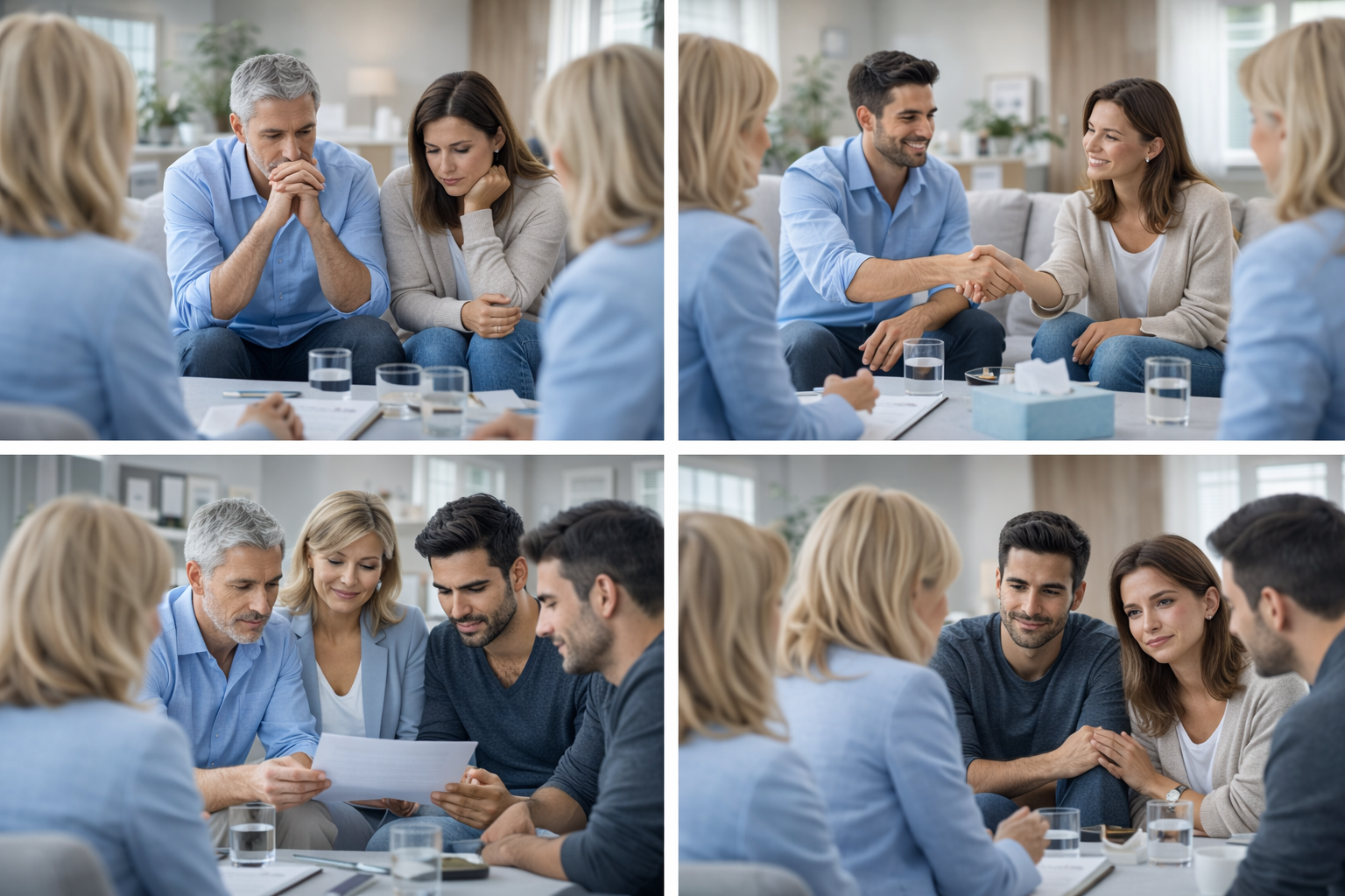 Illustration of a family sitting together, having a calm conversation